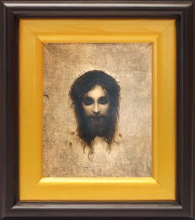 Иисус моргающий или Плат святой Вероники, икона в широком киоте 16,5*18,5 см - Иконы оптом