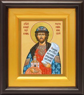 Благоверный князь Ростислав Киевский, икона в широком киоте 16,5*18,5 см - Иконы оптом