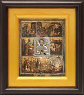 Великорецкая икона Николая Чудотворца, в широком киоте 16,5*18,5 см - Иконы оптом