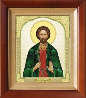 Великомученик Иоанн Новый Сочавский (лик № 001), икона в деревянном киоте 14,5*16,5 см - Иконы оптом