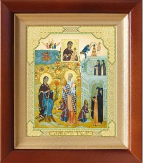 Икона Божией Матери "Беседная" (лик № 212), в деревянном киоте 14,5*16,5 см - Иконы оптом