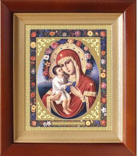 Жировицкая икона Божией Матери, в деревянном киоте 14,5*16,5 см - Иконы оптом