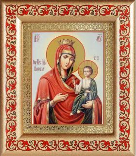 Иверская икона Божией Матери, рамка с узором 14,5*16,5 см - Иконы оптом