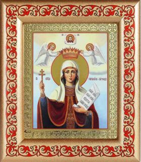 Великомученица Параскева Пятница, икона в рамке с узором 14,5*16,5 см - Иконы оптом
