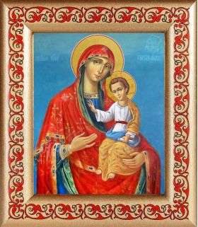 Гербовецкая икона Божией Матери, в рамке с узором 14,5*16,5 см - Иконы оптом
