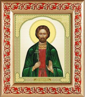 Великомученик Иоанн Новый Сочавский (лик № 001), икона в рамке с узором 14,5*16,5 см - Иконы оптом