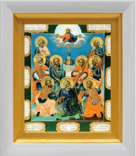 Девять мучеников Кизических, XVIII в, икона в белом киоте 14*16 см - Иконы оптом