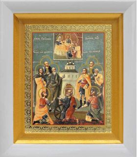 Девять мучеников Кизических, икона в белом киоте 14*16 см - Иконы оптом