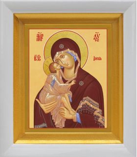 Донская икона Божией Матери, в белом киоте 14,5*16,5 см - Иконы оптом