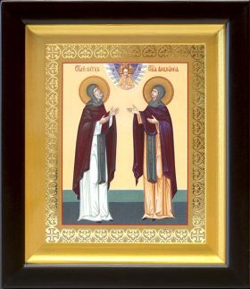 Благоверные князья Петр и Феврония Муромские (лик № 015), икона в деревянном киоте 14,5*16,5 см - Иконы оптом