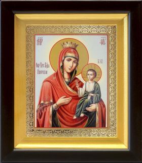 Иверская икона Божией Матери, деревянный киот 14,5*16,5 см - Иконы оптом