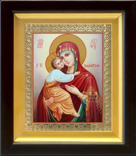 Владимирская икона Божией Матери (лик № 084), в деревянном киоте 14,5*16,5 см - Иконы оптом