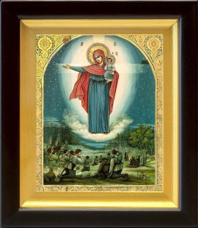Августовская икона Божией Матери, 1914 г, в деревянном киоте 14,5*16,5 см - Иконы оптом