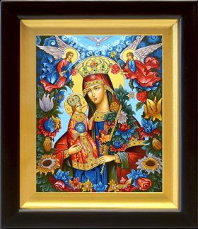 Икона Божией Матери "Благоуханный Цвет", киот 14,5*16,5 см - Иконы оптом
