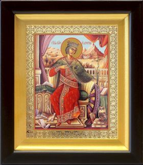 Великомученица Екатерина Александрийская (лик № 054), икона в деревянном киоте 14,5*16,5 см - Иконы оптом