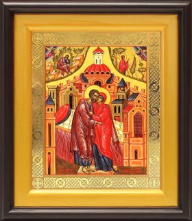 Зачатие Пресвятой Богородицы, икона в широком киоте 21,5*25 см - Иконы оптом
