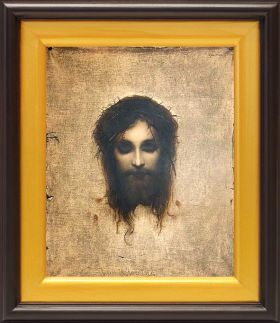 Иисус моргающий или Плат святой Вероники, икона в широком киоте 21,5*25 см - Иконы оптом