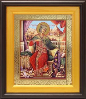 Великомученица Екатерина Александрийская (лик № 054), икона в широком киоте 21,5*25 см - Иконы оптом