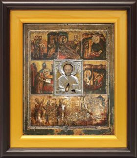 Великорецкая икона Николая Чудотворца, в широком киоте 21,5*25 см - Иконы оптом