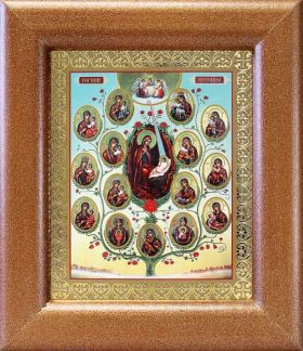 Древо Пресвятой Богородицы, икона в широкой рамке 14,5*16,5 см - Иконы оптом