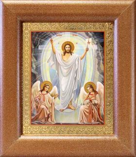 Воскресение Христово, икона в широкой рамке 14,5*16,5 см - Иконы оптом
