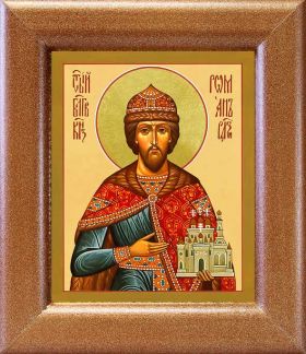 Благоверный князь Роман Рязанский, икона в широкой рамке 14,5*16,5 см - Иконы оптом