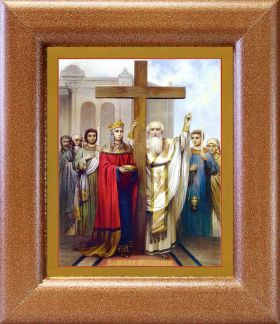 Воздвижение Креста Господня, икона в широкой рамке 14,5*16,5 см - Иконы оптом