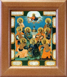 Девять мучеников Кизических, XVIII в, икона в широкой рамке 14,5*16,5 см - Иконы оптом