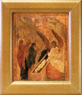 Жены-Мироносицы у Гроба Господня, 1425 - 1427 гг, икона в широкой рамке 14,5*16,5 см - Иконы оптом