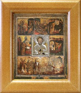 Великорецкая икона Николая Чудотворца, в широкой рамке 14,5*16,5 см - Иконы оптом