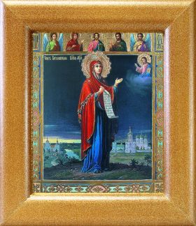 Боголюбская икона Божией Матери, в широкой рамке 14,5*16,5 см - Иконы оптом