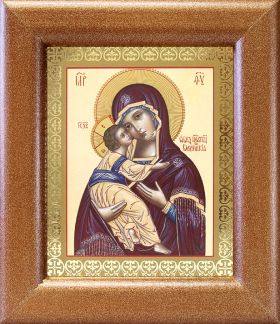 Владимирская икона Божией Матери (лик № 011), в широкой рамке 14,5*16,5 см - Иконы оптом