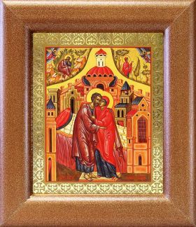 Зачатие Пресвятой Богородицы, икона в широкой рамке 14,5*16,5 см - Иконы оптом
