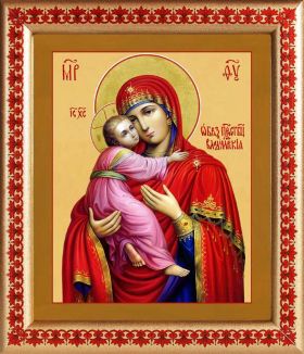 Владимирская икона Божией Матери (лик № 027), в рамке с узором 21,5*25 см - Иконы оптом
