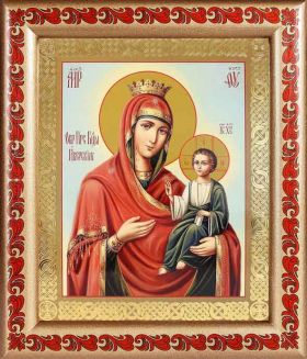 Иверская икона Божией Матери, рамка с узором 19*22,5 см - Иконы оптом