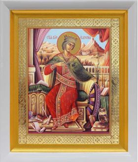 Великомученица Екатерина Александрийская (лик № 054), икона в белом киоте 19*22,5 см - Иконы оптом