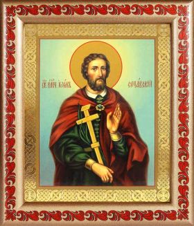 Великомученик Иоанн Новый Сочавский, икона в рамке с узором 19*22,5 см - Иконы оптом