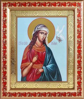 Великомученица Ирина Македонская, икона в широкой рамке с узором 19*22,5 см - Иконы оптом