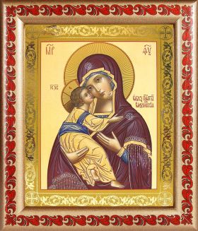 Владимирская икона Божией Матери (лик № 011), в широкой рамке с узором 19*22,5 см - Иконы оптом