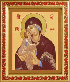 Донская икона Божией Матери, в рамке с узором 19*22,5 см - Иконы оптом