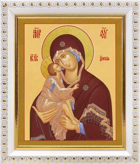 Донская икона Божией Матери, в белой пластиковой рамке 12,5*14,5 см - Иконы оптом