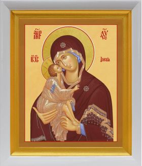 Донская икона Божией Матери, в белом киоте 19*22,5 см - Иконы оптом