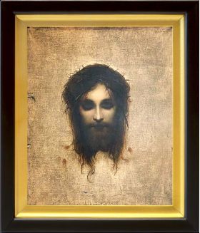 Иисус моргающий или Плат святой Вероники, икона в киоте 19*22,5 см - Иконы оптом