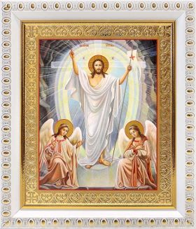 Воскресение Христово, икона в белой пластиковой рамке 12,5*14,5 см - Иконы оптом