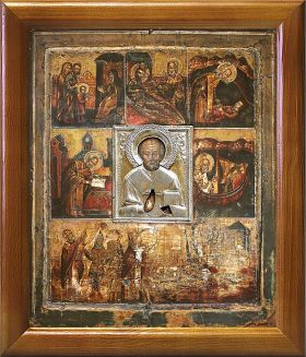 Великорецкая икона Николая Чудотворца, в деревянной рамке 20*23,5 см - Иконы оптом