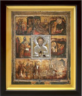 Великорецкая икона Николая Чудотворца, в деревянном киоте 19*22,5 см - Иконы оптом