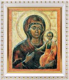 Влахернская икона Божией Матери, в белой пластиковой рамке 12,5*14,5 см - Иконы оптом