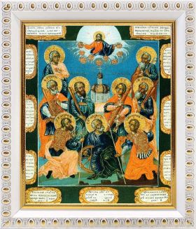 Девять мучеников Кизических, XVIII в, икона в белой пластиковой рамке 12,5*14,5 см - Иконы оптом