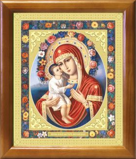 Жировицкая икона Божией Матери, в деревянной рамке 20*23,5 см - Иконы оптом