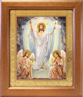 Воскресение Христово, икона в широкой рамке 19*22,5 см - Иконы оптом
